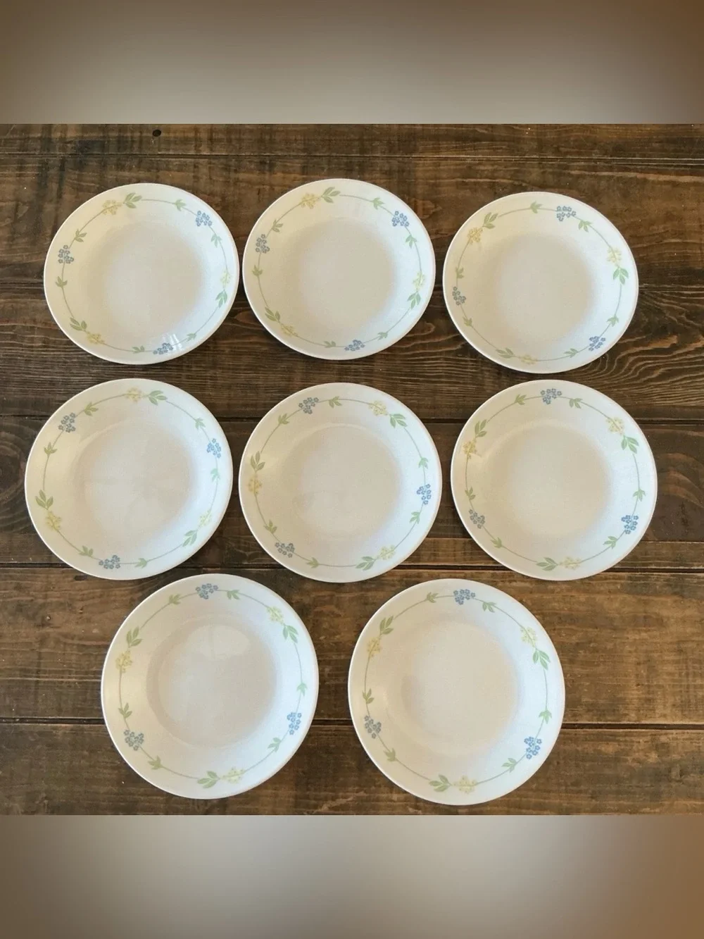 Set of 8 Corelle Secret Garden bread and butter dessert plates.